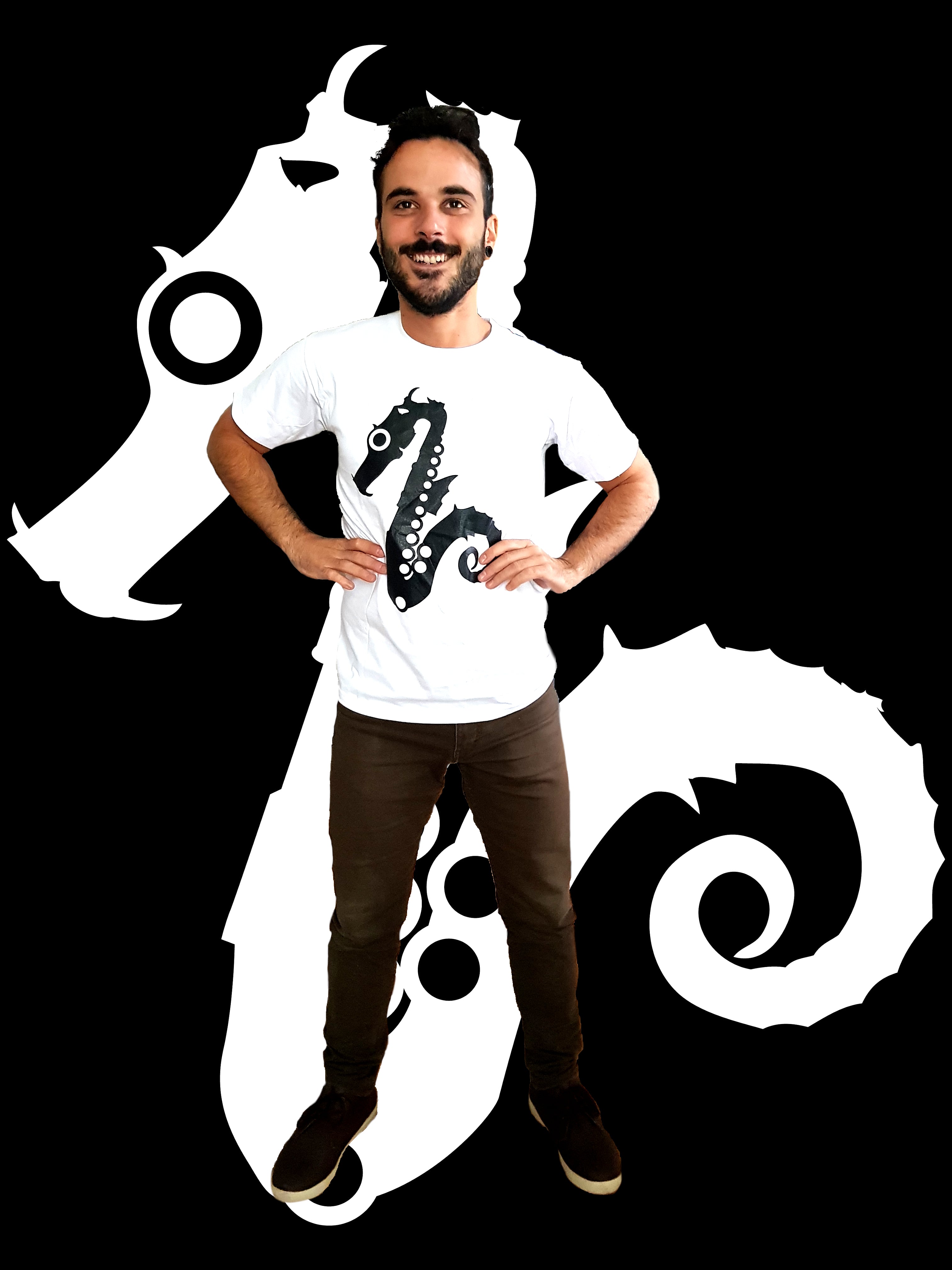 Saxophone-Seahorse Throwback T-Shirt